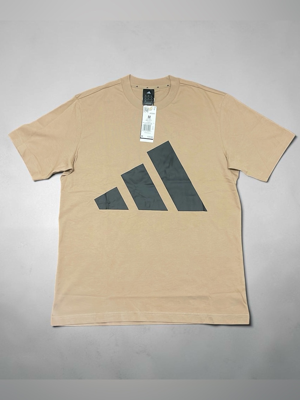 adidas Men’s Tan T-Shirt with Large Black Logo